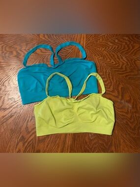Women’s Hanes Set Of 2 Convertible Bandeau/Racerback Bras Teal/Lime Green XL